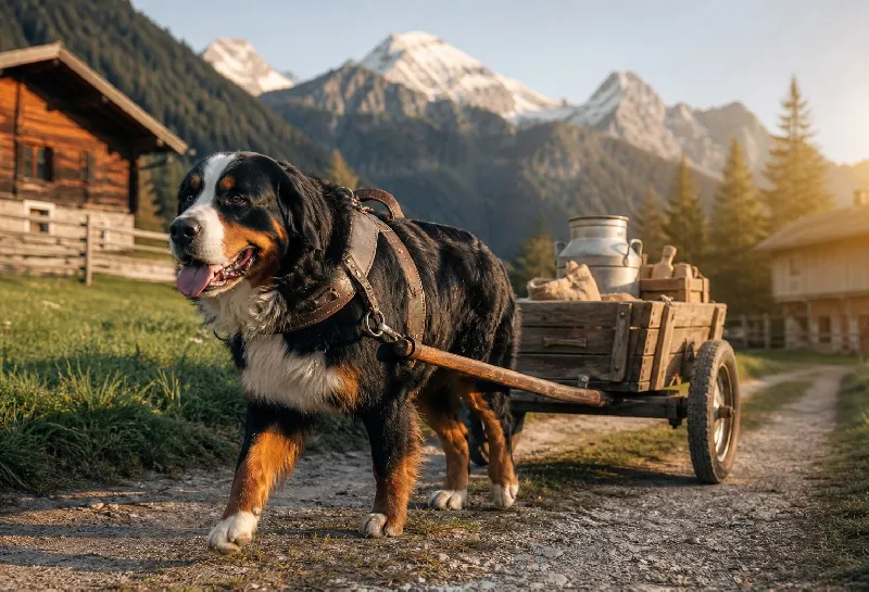 Bernese Mountain Dogs as Cart Dogs